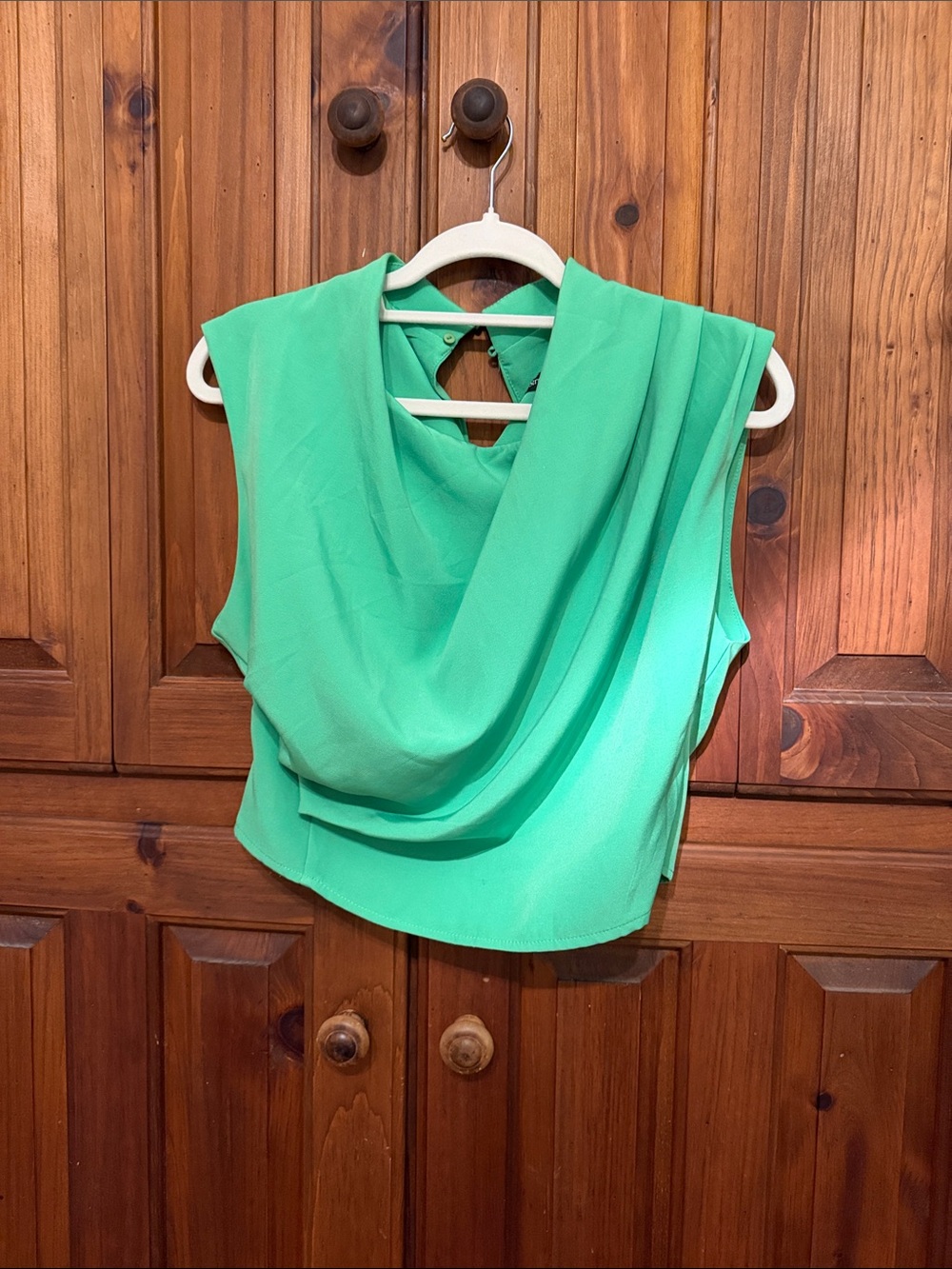 Draped Sleeveless Camisole in Bright Green